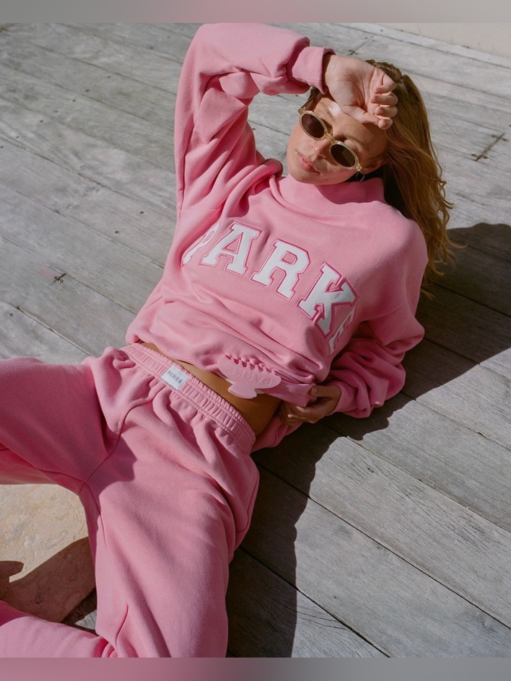 PARKE Summerland Heritage Varsity Mockneck Sweater in Conch - Picture 4 of 4